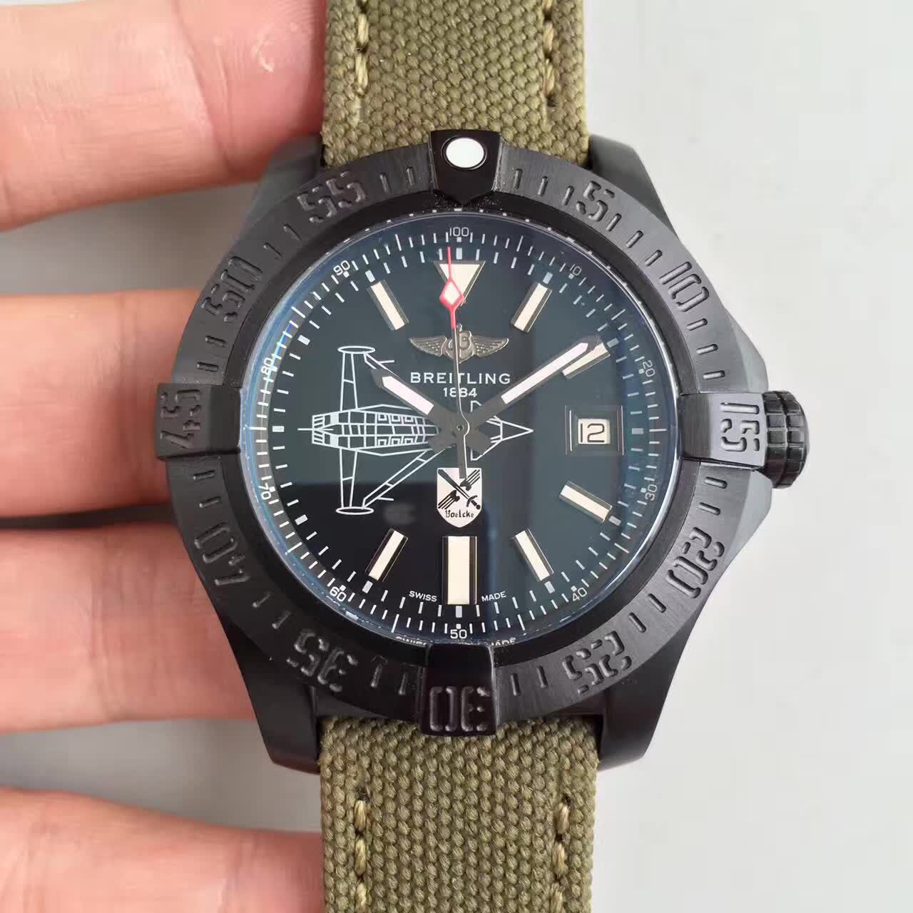 BL공장 브라이틀링 어벤져2 씨울프 블랙 PVD Breitling Avenger2 SeaWolf Black PVD 올리브스트랩