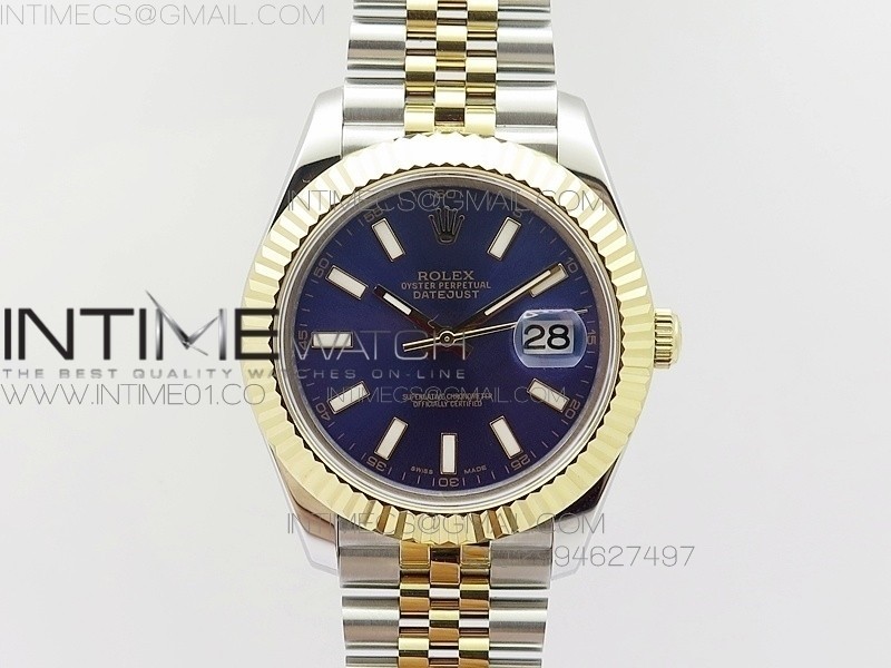 BP공장 V2 롤렉스 데이저스트2 콤비 블루다이얼 바인덱스 Rolex DateJust2 SS&YG Blue Dial Bar Index 신형브레스렛