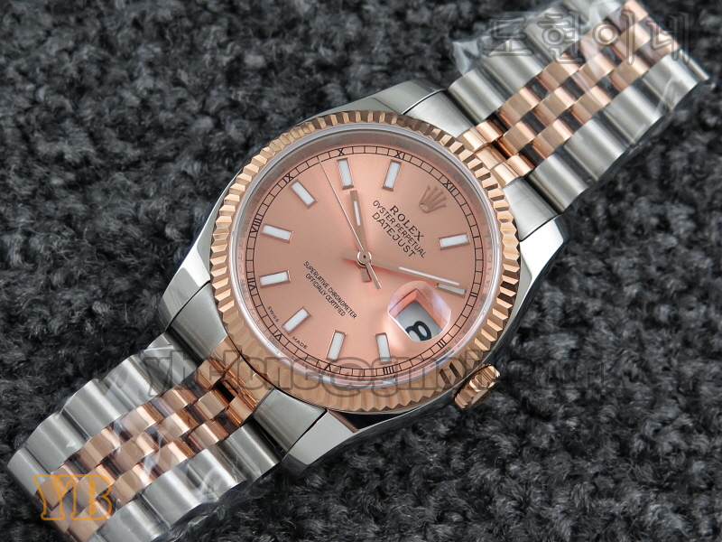 BP공장 롤렉스 데이저스트1 로즈골드 콤비 핑크 다이얼 바인덱스 Rolex Datejust1 RG Combi Pink Dial Bar Index  쥬빌레 브레이슬릿