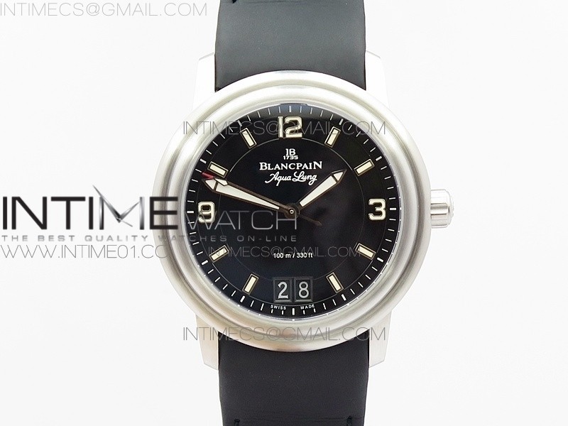 블랑팡 LEMAN 2850B  BLACK DIAL ON BLACK RUBBER STRAP CAL.6950