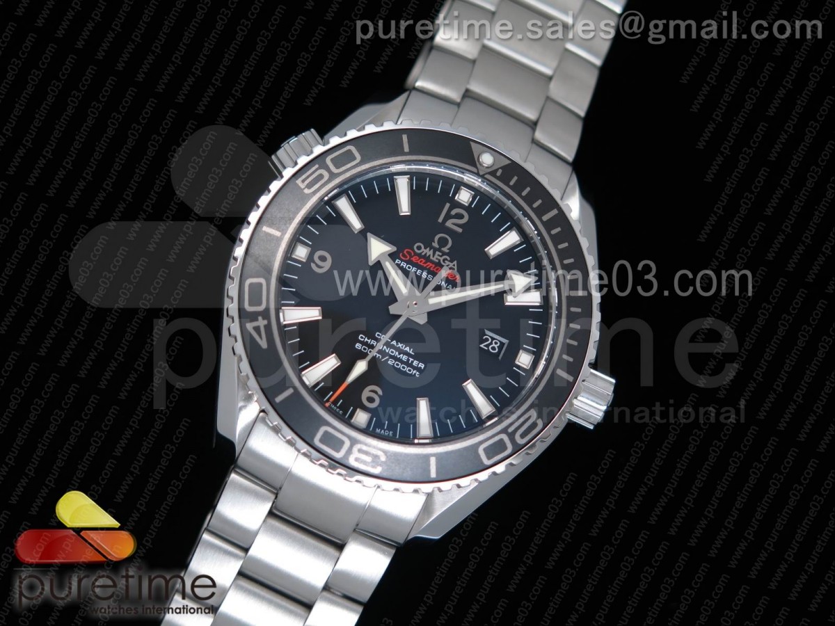 OM공장 오메가 씨마스터600 45mm 블랙다이얼 실버인덱스 블랙베젤 브레이슬릿 Planet Ocean Professional Ceramic Bezel 45mm SS Bracelet A8500 (Black Balance Wheel)