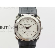 JL공장 불가리 옥토 12028 스틸 화이트다이얼 가죽스트랩 OCTO 12028 SS  WHITE DIAL ON BLACK LEATHER STRAP A2824