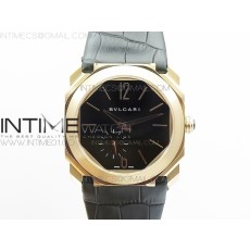 JL공장 불가리 옥토 12028 로즈골드 블랙다이얼 가죽스트랩 OCTO 12028 RG  BLACK DIAL ON BLACK LEATHER STRAP A2824