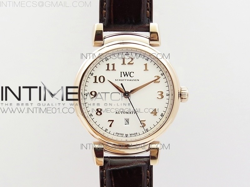 TW IWC 다 빈치 IW356601 로즈골드금장 화이트다이얼 DA VINCI IW356601 RG  WHITE DIAL A2892 ON BLACK LEATHER STRAP