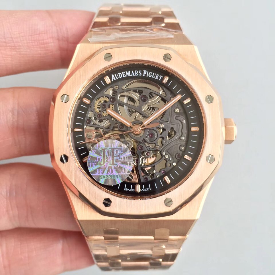 JF 오데마피게 로즈골드 스켈레톤 오픈워크 Royal Oak 41mm Double Balance wheel Openworked 15407  RG Bracelet A3132