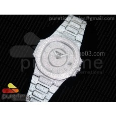 파텍필립 노틸러스 레이디 7021 스틸 풀다이아몬드 Nautilus Jumbo Ladies 7021 SS Full Paved Diamonds on Diamonds Plated SS Bracelet MIYOTA 9015