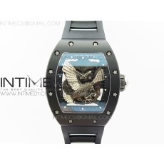 KV 리차드밀 RM023 풀세라믹 이글 스켈레톤다이얼 RM023 REAL CERAMIC CASE EAGLE SKELETON DIAL SS CROWN ON BLACK RUBBER STRAP MIYOTA8215