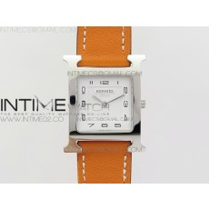 MK공장 에르메스 H아워 스틸 화이트다이얼 오렌지스트랩 HEURE H LADIES SS WHITE DIAL ON ORANGE LEATHER STRAP SWISS QUARTZ