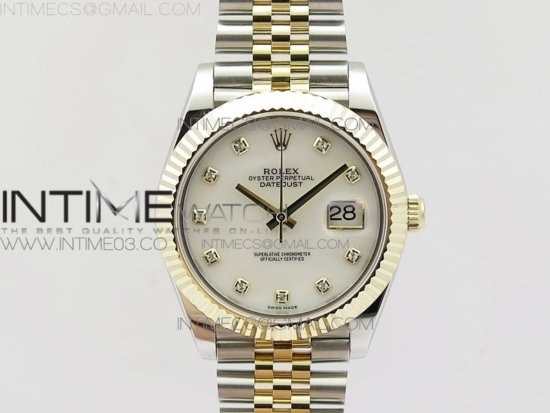 BP공장 롤렉스 데이저스트 41 콤비 화이트 자개 텐포인트다이얼 14K포금브레이슬릿 DATEJUST II 41MM 14K YG WRAPPED WHITE MOP DIAL ON NEW VERSION JUBILEE BRACELET