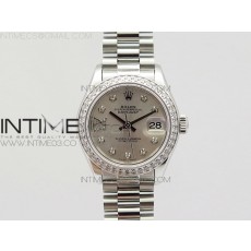 BP공장 레이디 데이저스트28 스틸 다이아몬드베젤 실버다이얼 다이아몬드인덱스 프레지던트브레이슬릿 DATEJUST 28MM SS DIAMOND BEZEL SILVER DIAL ON SS BRACELET ETA2671