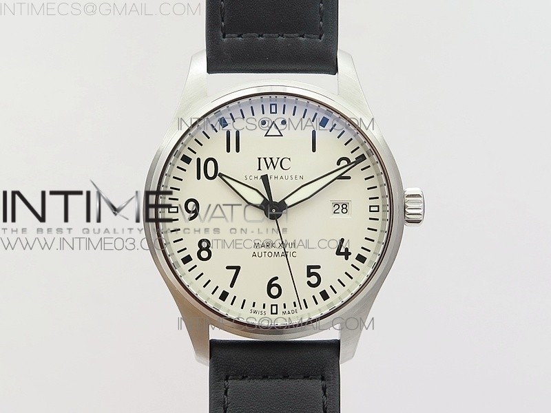 MK공장 IWC 마크18 스틸 화이트다이얼 블랙가죽스트랩 MARK XVIII LE PETIT PRINCE IW327001 SS BLACK DIAL ON BLACK LEATHER STRAP MIYOTA 9015