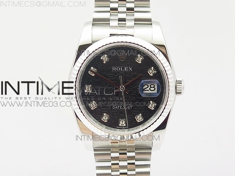 DJ공장 V2 롤렉스 데이저스트 36MM 플루티드베젤 다이아몬드블랙다이얼 쥬빌레브레이슬릿 V2 DATEJUST 36MM 116234 V2 DIAMOND BLACK JUBILEE DIAL ON SS JUBILEE BRACELET SA3135