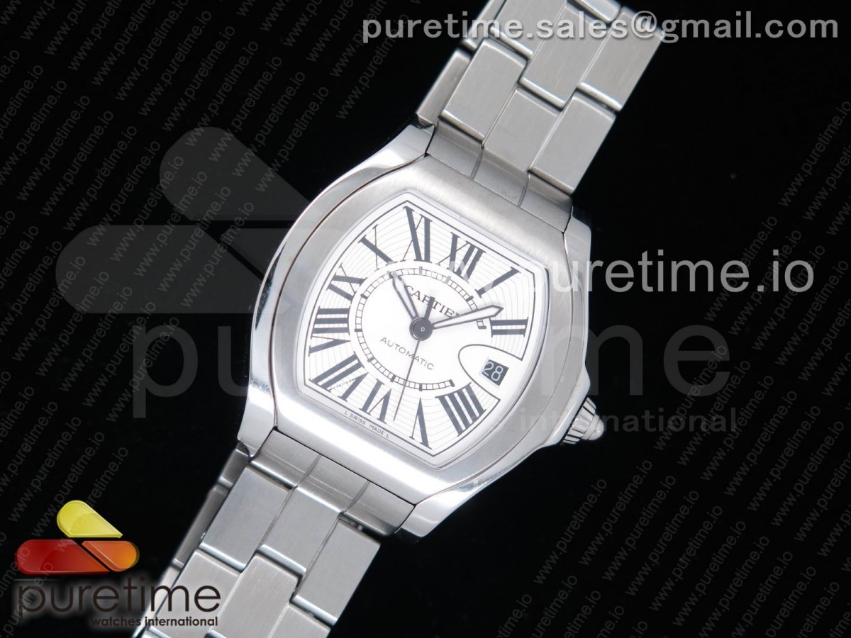 CG공장 까르띠에 로드스터 스틸 화이트다이얼 브레이슬릿 Roadster SS White Textured Dial on SS Bracelet A2824