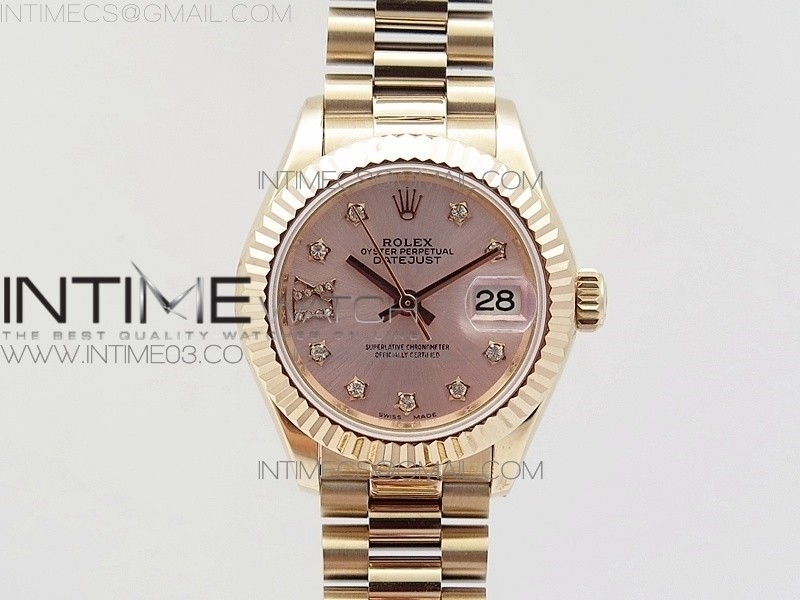 BP공장 롤렉스 데이저스트 28mm 로즈골드금장 로골다이얼 브레이슬릿 DATEJUST 28MM RG DIAMOND BEZEL RG DIAL ON RG BRACELET ETA2671