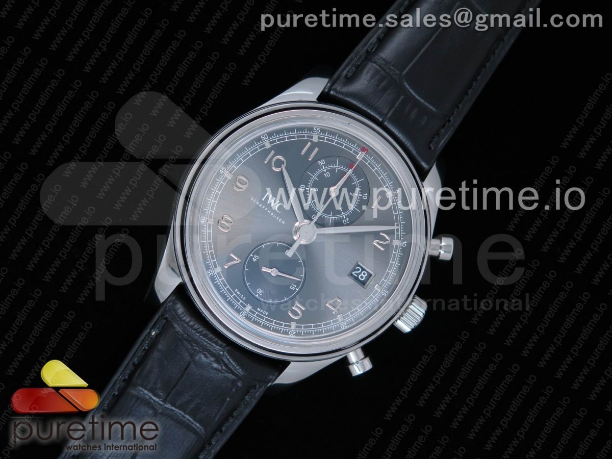 ZF공장 IWC 포르투기저 크로노 클래식42 스틸 그레이다이얼 가죽스트랩 IWC Da Vinci Chrono SS Gray Dial SS on Black Leather Strap A7750