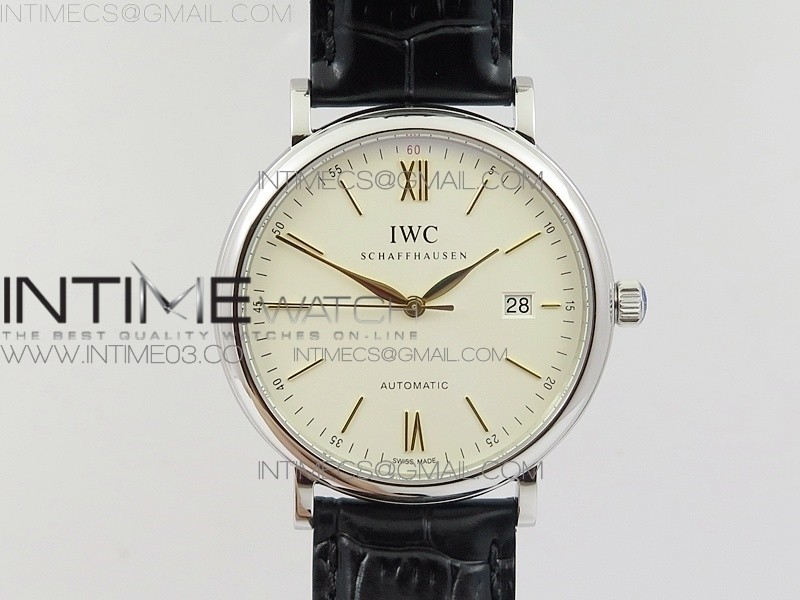 MK공장 V5 IWC 포르토피노 스틸 화이트다이얼 골드인덱스 가죽스트랩 PORTOFINO IW356501 SS WHITE DIAL GOLD MARKERS ON BLACK LEATHER STRAP MIYOTA 9015