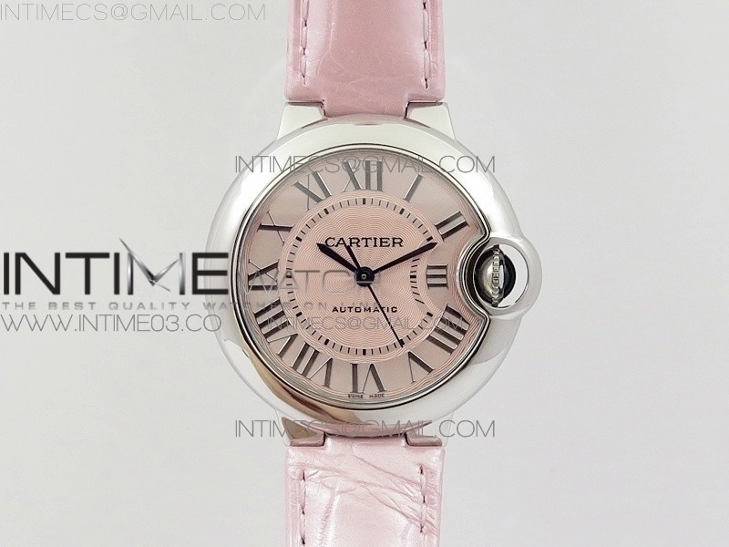 AF공장 까르띠에 발롱블루 33MM 스틸 핑크다이얼 핑크악어가죽스트랩 BALLON BLEU 33MM SS PINK TEXTURED DIAL ON PINK CROCO LEATHER STRAP CAL.076