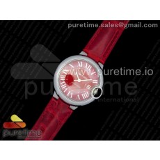 AF공장 까르띠에 발롱블루 33MM 스틸 레드다이얼 레드악어가죽스트랩 Ballon Bleu 33mm SS Red Dial on Red Leather Strap Cal.076