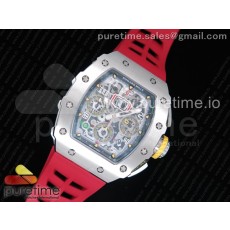 KV공장 리차드밀 RM11-03 스틸 크리스탈스켈레톤다이얼 레드레이싱러버스트랩 RM11-03 SS Crystal Skeleton Dial on Red Racing Rubber Strap A7750