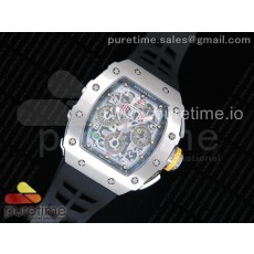 KV공장 리차드밀 RM11-03 스틸 크리스탈스켈레톤다이얼 블랙레이싱러버스트랩 RM11-03 SS Crystal Skeleton Dial on Black Racing Rubber Strap A7750