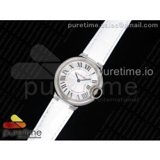 AF공장 까르띠에 발롱블루 33MM 스틸 화이트크로커다일스트랩 Ballon Bleu 33mm SS White Textured Dial on White Crocodile Strap Jap Quartz