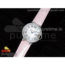 AF공장 까르띠에 발롱블루 33MM 스틸 핑크크로커다일스트랩 Ballon Bleu 33mm SS White Textured Dial on Pink Crocodile Strap Jap Quartz