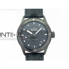 ZF공장 블랑팡 피프티패덤즈 바티스카프 DLC블랙케이스 캔버스스트랩 FIFTY FATHOMS BATHYSCAPHE DLC BLACK DIAL ON BLACK SAIL-CANVAS STRAP A1315 (FREE RUBBER STRAP)