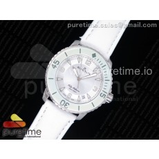 WT공장 블랑팡 피프티패덤즈 화이트앤그레이 화이트다이얼 화이트캔버스스트랩 Fifty Fathoms White/Gray  White Dial on White Sail-canvas Strap A1315