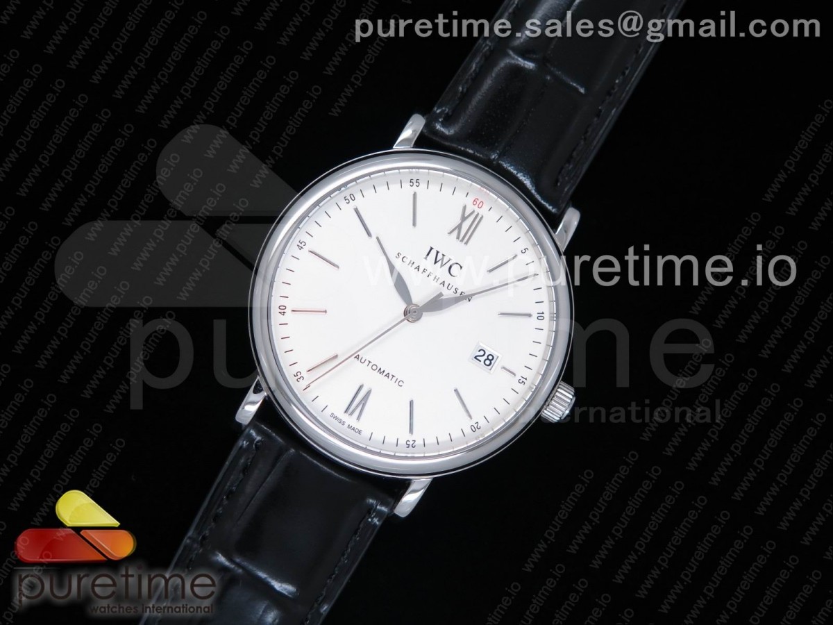 98K공장 IWC 포르토피노 스틸 화이트다이얼 실버인덱스 가죽스트랩 IWC Portofino Automatic SS White Dial SS Markers on Black Leather Strap A2892