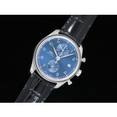 YL공장 IWC 포르투기저 크로노 클래식 42 스틸 블루다이얼 가죽스트랩 IWC Portugieser Chrono Classic 42 IW3903 Blue Dial on Black Leather Strap A7750