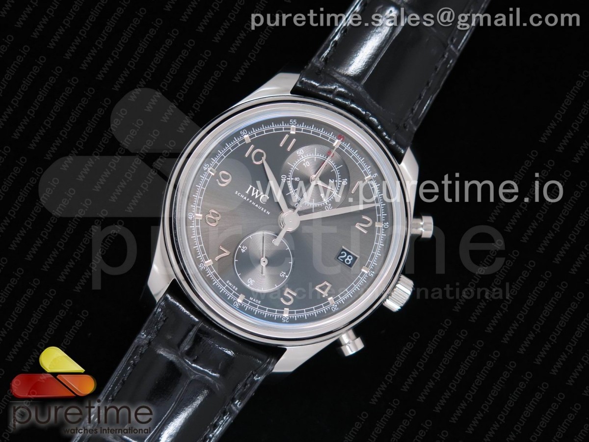 YL공장 IWC 포르투기저 크로노 클래식 42 스틸 그레이다이얼 가죽스트랩 IWC Portugieser Chrono Classic 42 IW3903 Gray Dial on Black Leather Strap A7750