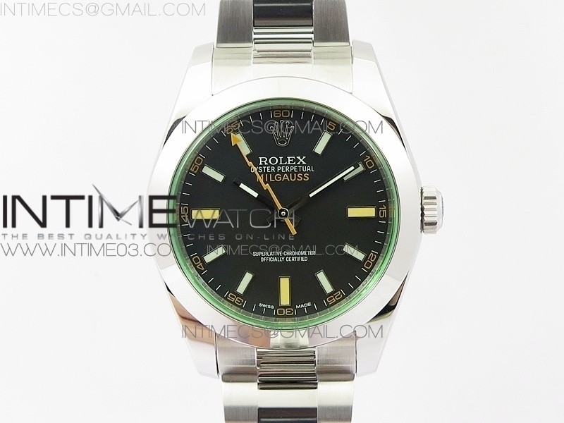 DJ공장 롤렉스 밀가우스 904L 스틸 블랙다이얼 브레이슬릿 MILGAUSS 116400 904L SS  BLACK DIAL ON 904L SS BRACELET A2836 (REAL GREEN SAPPHIRE CRYSTAL)