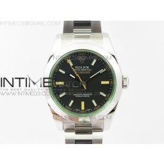 DJ공장 롤렉스 밀가우스 904L 스틸 블랙다이얼 브레이슬릿 MILGAUSS 116400 904L SS  BLACK DIAL ON 904L SS BRACELET A2836 (REAL GREEN SAPPHIRE CRYSTAL)