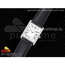 AF공장 까르띠에 탱크솔로 27MM 스틸 화이트다이얼 다이아몬드베젤 소가죽스트랩 Tank Solo Ladies 27mm SS White Dial Diamonds Bezel on Black Leather Strap Ronda Quartz