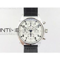 ZF공장 IWC 파일럿 크로노그래프 3777-25 스틸 화이트다이얼 가죽스트랩 IWC PILOT CHRONO 377725 SS WHITE DIAL ON BLACK LEATHER STRAP A7750