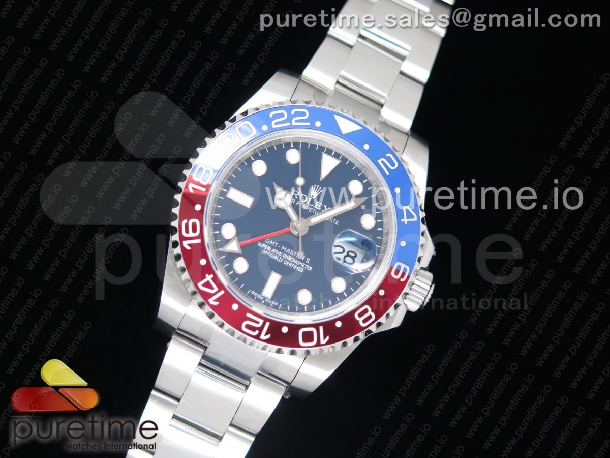 EW공장 롤렉스 GMT마스터2 블루앤레드 블루다이얼 펩시 브레이슬릿 GMT-Master II 116719 BLRO Pepsi Bezel Blue Dial on SS Bracelet A2836