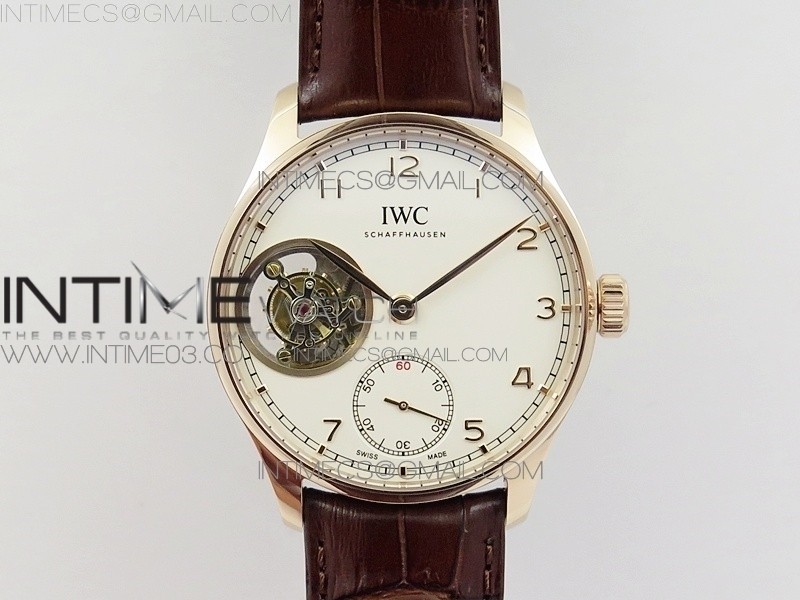 ZF공장 IWC 포르투기저 투어빌론 IW5463 로즈골드금장 화이트다이얼 가죽스트랩 IWC PORTUGUESE TOURBILLON IW5463 RG WHITE DIAL BLUE MARKERS ON BLACK LEATHER STRAP