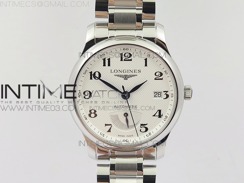 GS공장 론진 마스터 파워리저브 스틸 화이트다이얼 브레이슬릿 MASTER REAL PR SS WHITE TEXTURED DIAL ON SS BRACELET A2836(FREE BROWN LEATHER STRAP)