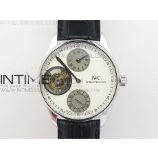 IWC 포르투기저 플라잉 투어빌론 스틸 화이트다이얼 2서브다이얼 가죽스트랩 IWC PORTUGUESE FLYING TOURBILLON SS WHITE DIAL 2 SUB DIALS ON BLACK LEATHER STRAP