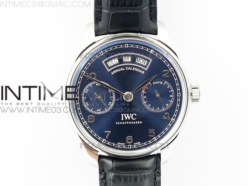 ZF공장 IWC 포르투기저 애뉴얼캘린더 파워리저브 스틸 블루다이얼 가죽스트랩 IWC PORTUGUESE REAL PR REAL ANNUAL CALENDAR IW503502 BLUE DIAL ON BLACK LEATHER STRAP A52850