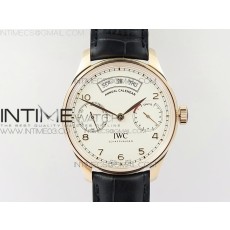 ZF공장 IWC 포르투기저 애뉴얼캘린더 파워리저브 골드케이스 골드핸즈 화이트다이얼 가죽스트랩 IWC PORTUGUESE REAL PR REAL ANNUAL CALENDAR IW503501 RG WHITE DIAL ON BROWN LEATHER STRAP A52850