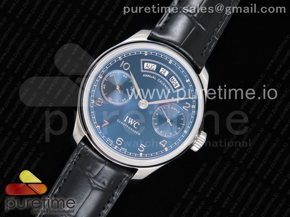 YL공장 V2 IWC 포르투기저 애뉴얼캘린더 블루다이얼 가죽스트랩 IWC Portuguese Real PR Real Annual Calendar IW503502 Blue Dial on Black Leather Strap A52850 V2