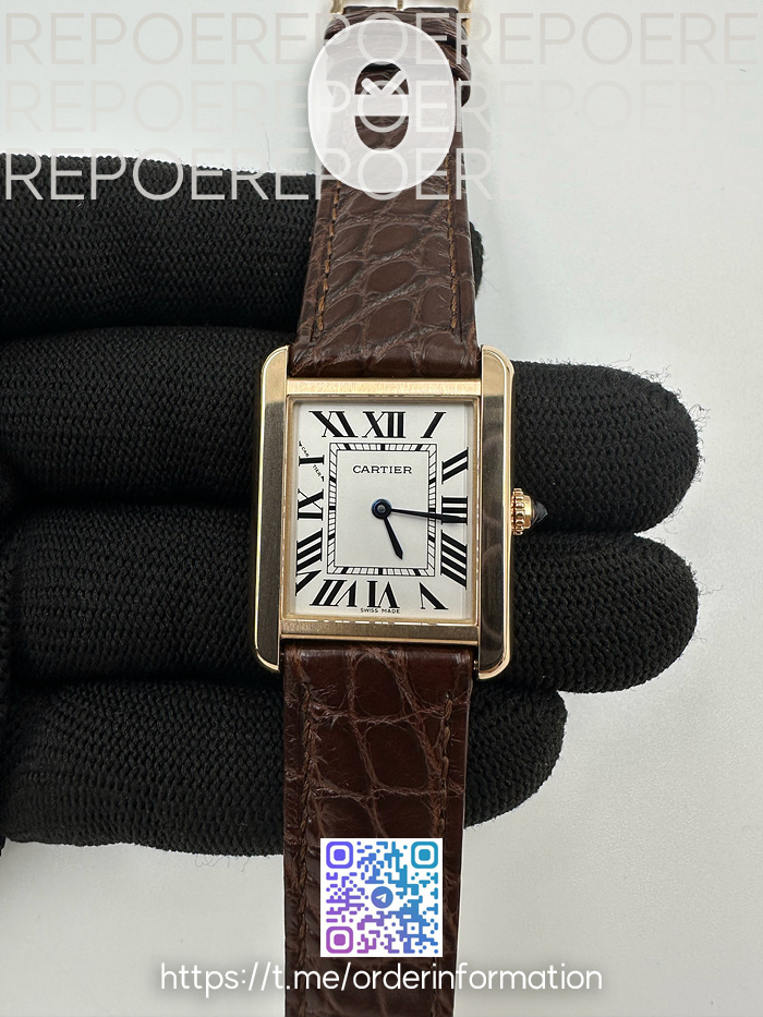 AF공장 까르띠에 탱크솔로 24 로즈골드금장 화이트다이얼 가죽스트랩 TANK SOLO LADIES 24MM RG WHITE DIAL ON BROWN LEATHER STRAP RONDA QUARTZ