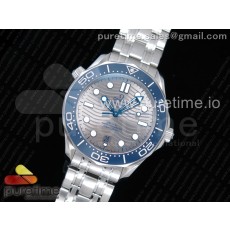 OM공장 오메가 씨마스터 다이버300 스틸 그레이물결텍스쳐다이얼 브레이슬릿  2018 Seamaster Diver 300M Blue Ceramic Gray Dial on SS Bracelet A8800 (Black Balance Wheel)