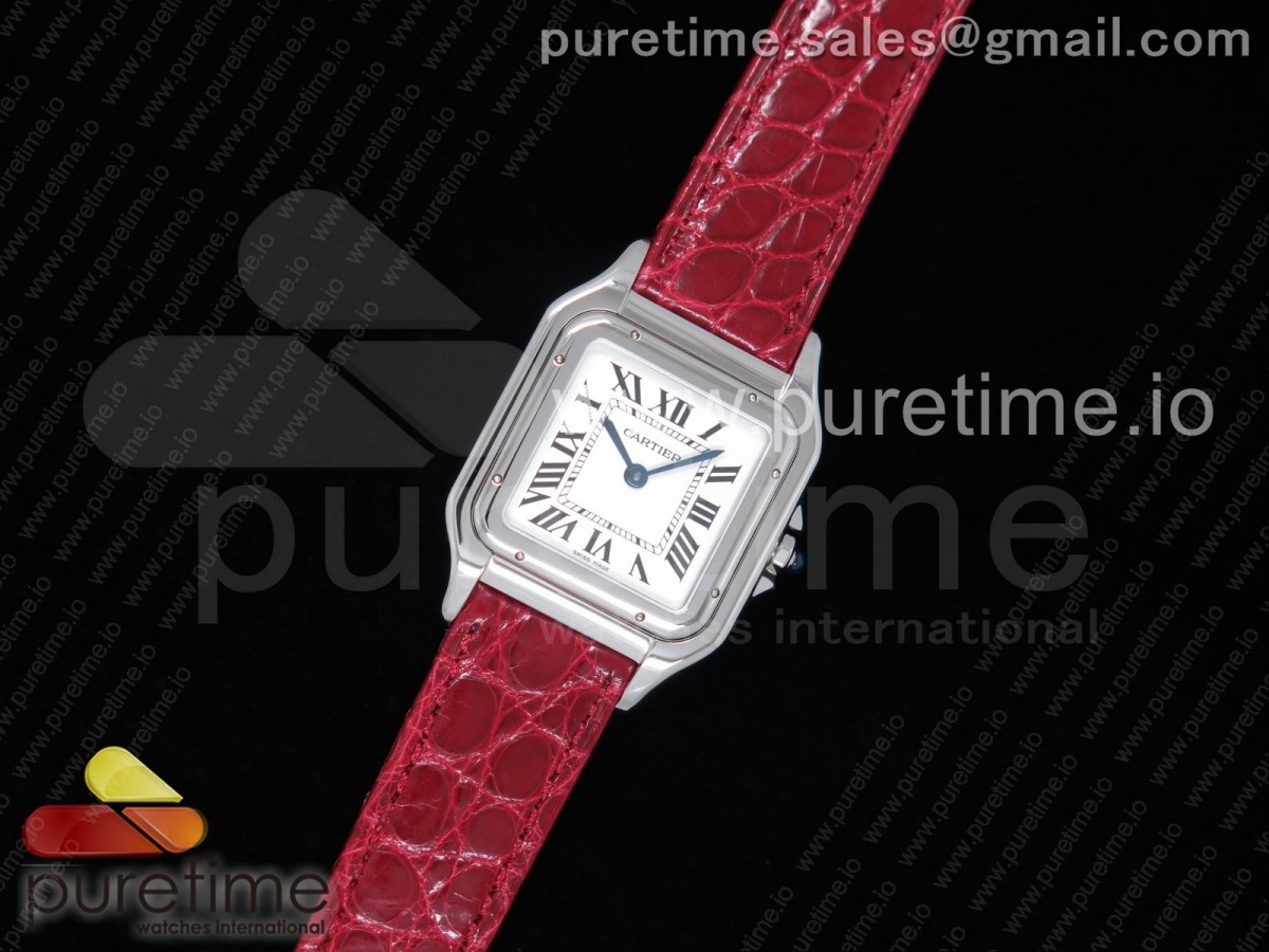 K11공장 까르띠에 팬더 레이디즈 27 스틸 화이트다이얼 레드악어스트랩 Panthère Secrete Ladies 27mm SS White Dial on Red Croco Strap Ronda Quartz