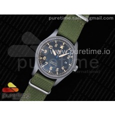 M+F공장 IWC 마크18 헤리티지 티타늄 블랙다이얼 그린나일론스트랩 Mark XVIII IW327006 Titanium Grand Black Dial on Green Nylon Strap A35111 (Free Leather Strap)