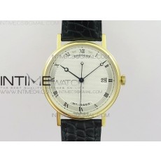 MK공장 V2 브레게 클래식 오토 5177 옐로우골드 금통 화이트다이얼 가죽스트랩 CLASSIQUE AUTO 5177 YG 3463  WHITE DIAL NUMBERS MARKERS ON BLACK LEATHER A777Q