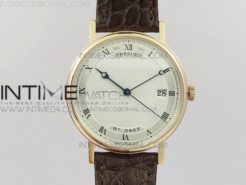 MK공장 V2 브레게 클래식 오토 5177 로즈골드 금통 화이트다이얼 가죽스트랩 CLASSIQUE AUTO 5177 RG 3463  WHITE DIAL NUMERAL MARKERS ON BROWN LEATHER A777Q