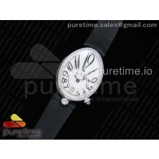 ZF공장 브레게 네이플 자개다이얼 직물스트랩 Reine de Naples 8918BB SS White MOP Dial Diamonds Bezel on Black Fabric Strap A537