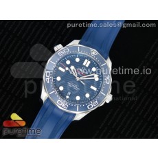 OM공장 오메가 씨마스터 다이버300 스틸 블루물결텍스쳐다이얼 러버  2018 Seamaster Diver 300M Blue Ceramic Blue Dial on Blue Rubber Strap A8800 (Black Balance Wheel)